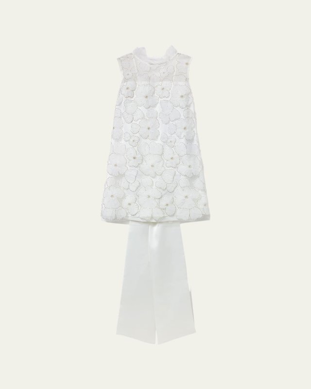 Embellished Tulle Satin Bow Mini Dress